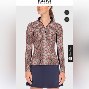 Kjus Women's Patterned Long Sleeve Top - Pink and Navy